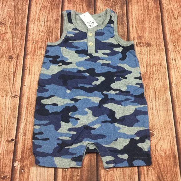 GAP Other - Gap Boys 0-3 Months Blue Camouflage Romper
